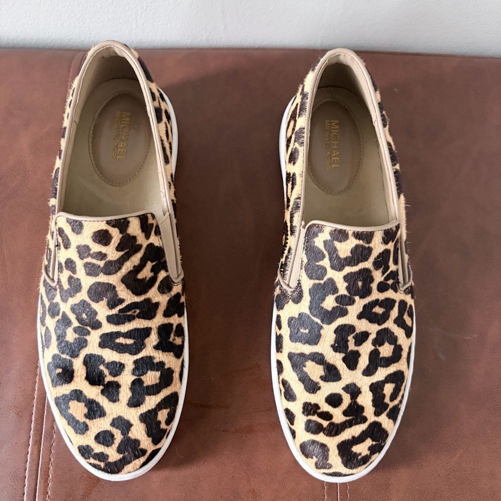 Michael Kors Keaton Leopard Calf Hair Slip On Sneakers
